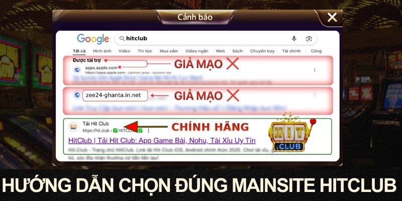 Hướng dẫn chọn đúng mainsite HITCLUB