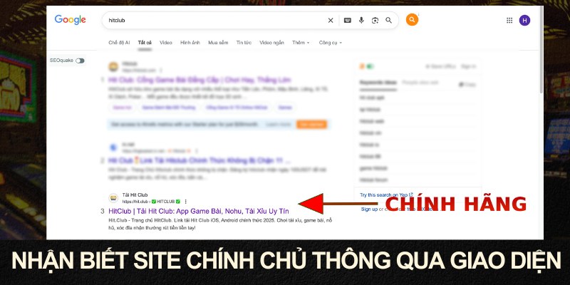Nhận biết site chính chủ thông qua giao diện
